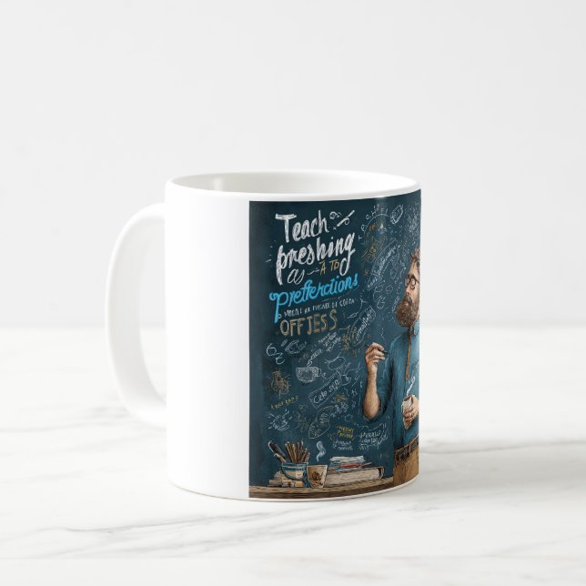Caneca De Café Uma Ilustração Artística de uma Professora  (Frente Esquerda)