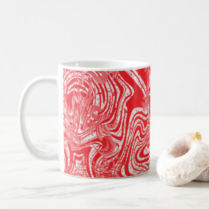 Caneca De Café uma imagem vermelha e branca de um padrão num fund