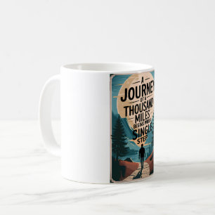 Caneca De Café Uma jornada de mil milhas começa com um solteiro
