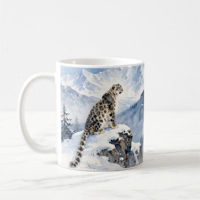 Caneca De Café Uma Leopardo-da-Nevada no Pico Nevado (Esquerda)