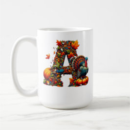 Caneca De Café Uma letra A em estilo de Ação de Graças