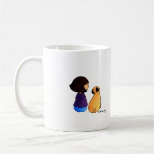 Caneca De Café Uma menina e seu Pug (brunette)