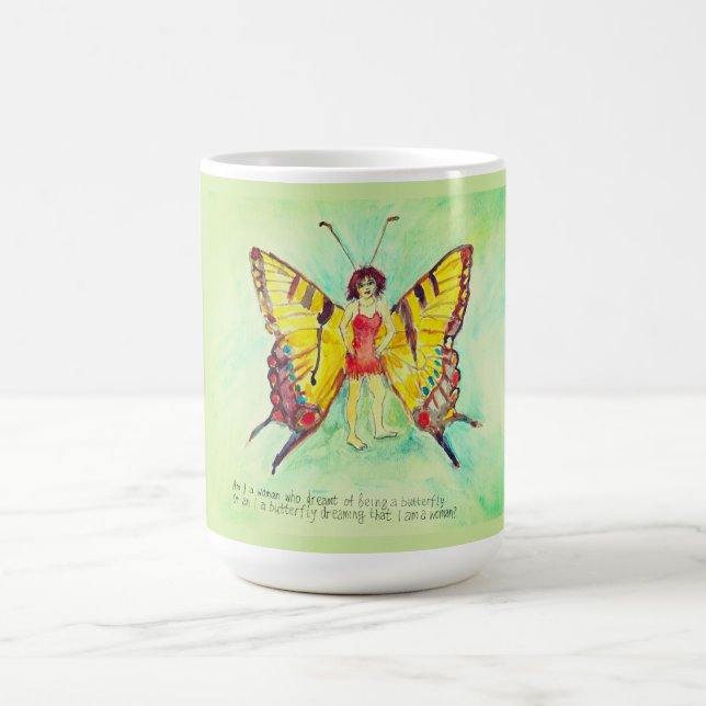 Caneca De Café Uma mulher com asas de borboleta (Centro)