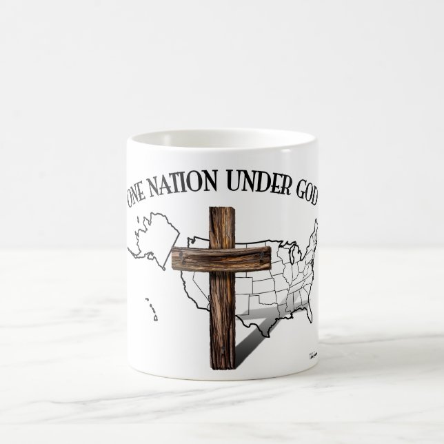 Caneca De Café Uma Nação Sob Deus com esboço dos EUA (Centro)