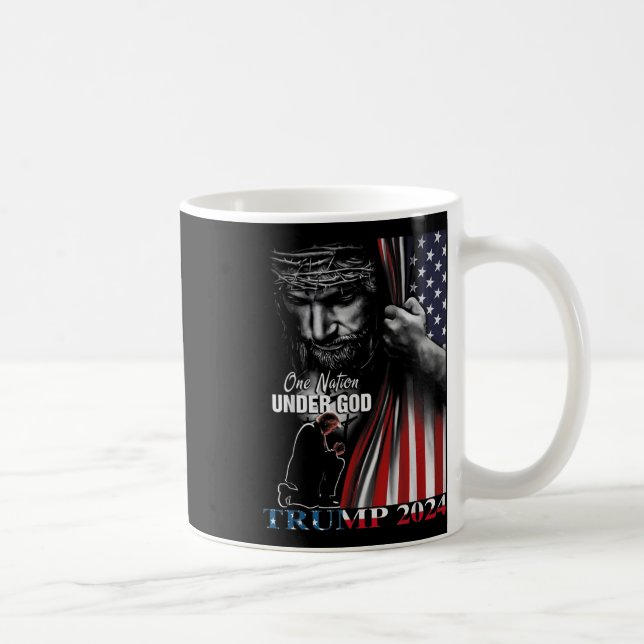 Caneca De Café Uma Nação Sob Deus Trump 2024, Bandeira de Deus Am (Direita)