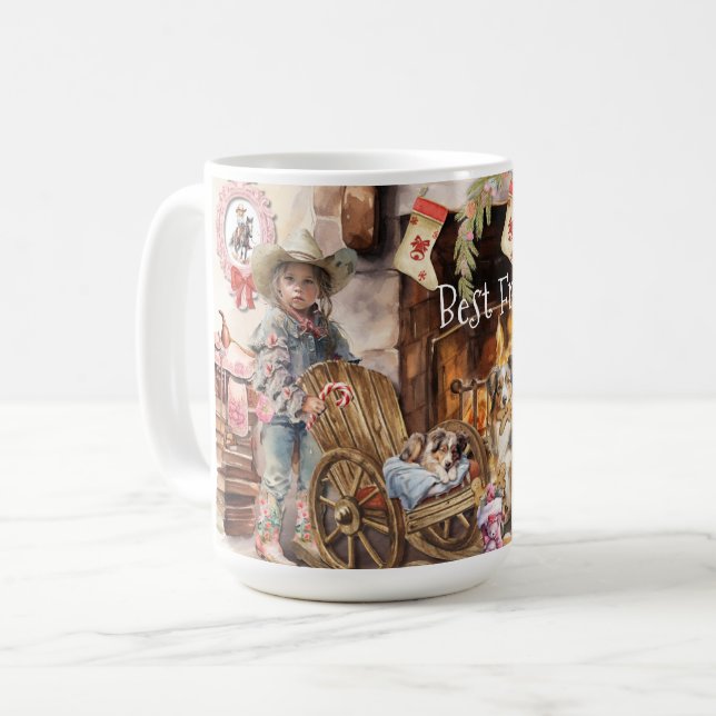 Caneca De Café Uma Pequena Cowgirl com sua "Melhor Amiga" Mug (Frente Esquerda)