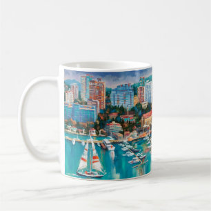 Caneca De Café Uma pintura a óleo na canvas. Panorama de Sochi. A