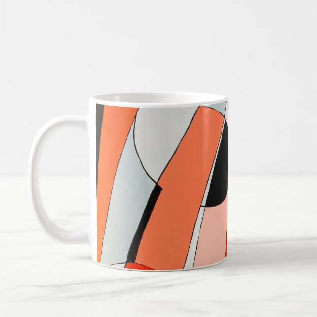 Caneca De Café Uma pintura abstrato de preto, branco e esbranquiç (Esquerda)