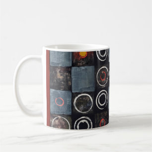 Caneca De Café Uma pintura de abstrato; uma grelha de círculos e