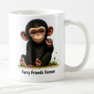 Caneca De Café Uma pintura digital de um chimpanzé fofo