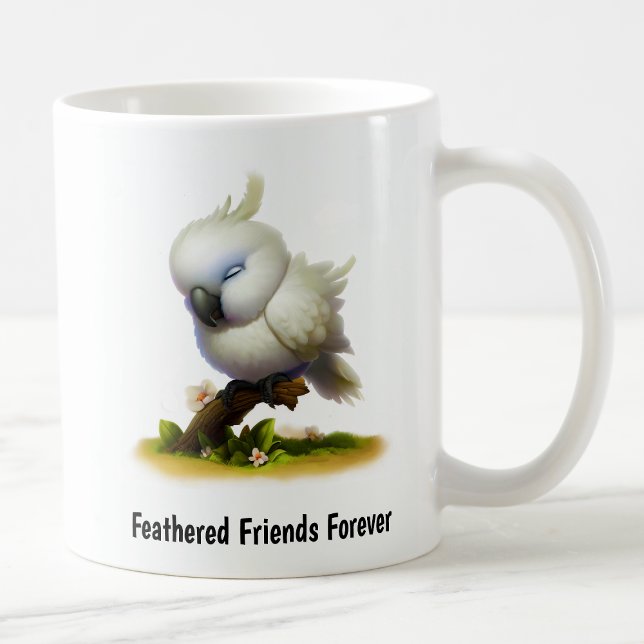 Caneca De Café Uma pintura digital de um Cockatoa Moluco Cuta (Criador carregado)