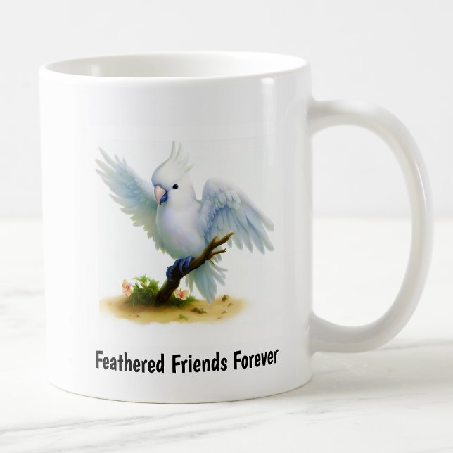 Caneca De Café Uma pintura digital de um Cockatoa Moluco Cuta (Criador carregado)