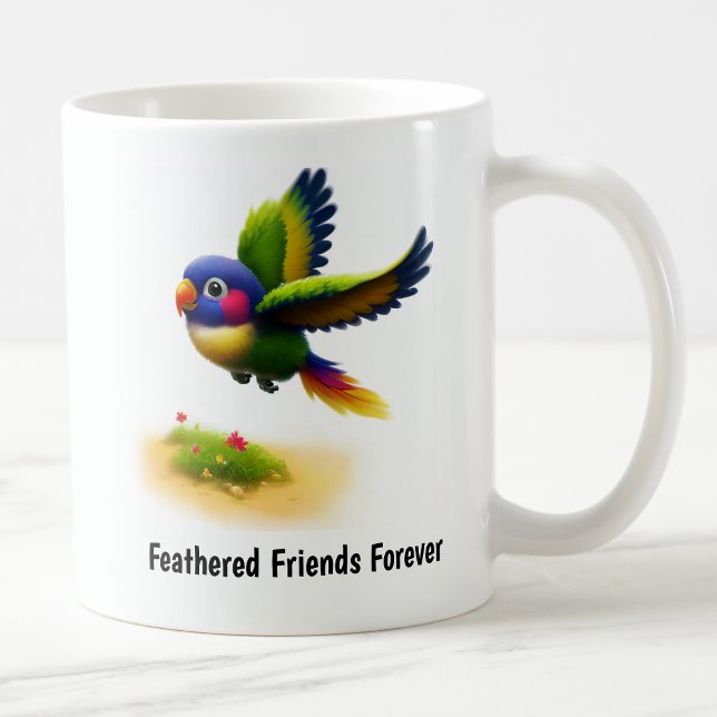 Caneca De Café Uma pintura digital de um lindo Lorikeet-de-Mitche (Criador carregado)