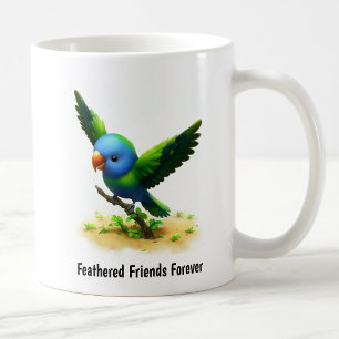 Caneca De Café Uma pintura digital de um papagaio azul-esmalte