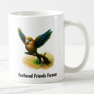 Caneca De Café Uma pintura digital de um papagaio cerrado com asa
