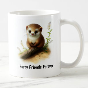 Caneca De Café Uma pintura digital de uma doninha-anã fofa