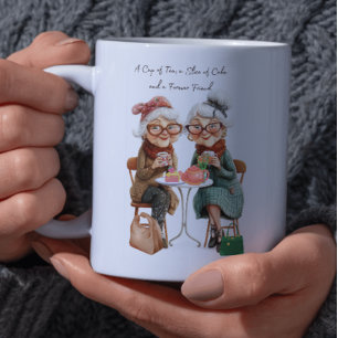 Caneca De Café Uma taça de chá, uma fatia de bolo e um amigo para