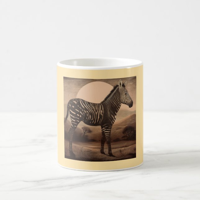 Caneca De Café Uma Zebra Melanística Pastando (Centro)