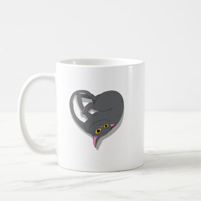 Caneca De Café Un chat en forme de coeur. (Esquerda)