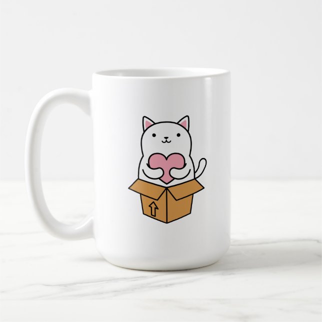 Caneca De Café Un chat qui porte un coeur. (Esquerda)