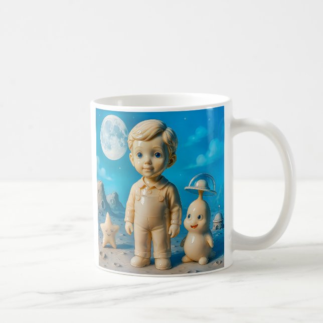Caneca De Café Un enfant explorateur et son ami extraterrestre (Direita)