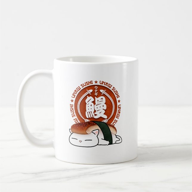 Caneca De Café Unagi Eel Sushi Cat (Esquerda)