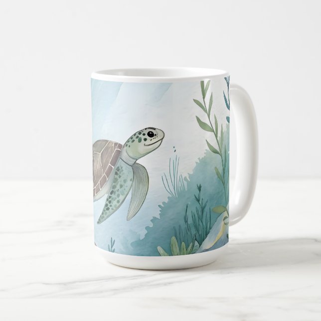 Caneca De Café Underwater world with turtle (Frente Esquerda)