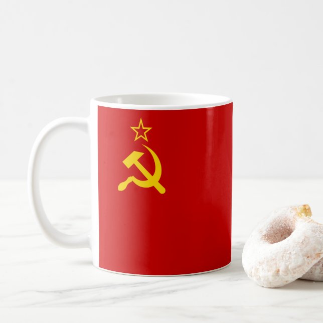 Caneca De Café União Soviética da URSS Doença Comunista e Martelo (Com Donut)