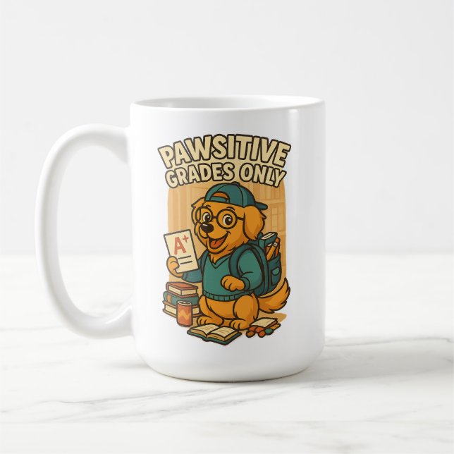Caneca De Café Unicamente Grades Pawsitivas - Voltar à Camisa-T d (Esquerda)