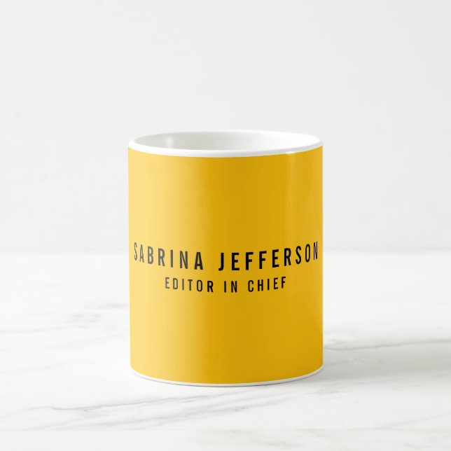 Caneca De Café Único Elegante Simples Amarelo Mínimo Laranja Simp (Centro)