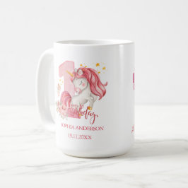 Caneca De Café Unicorn 1st Birthday Pink Little Girl 