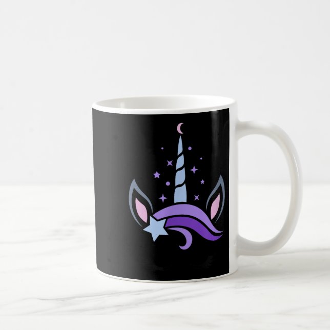 Caneca De Café Unicorn Face Eyelashes Celestial Moon Star Boho Lu (Direita)