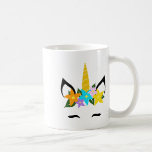 Caneca De Café Unicorn Face Eyelashes Sorri Flor Cuja Rua Ha