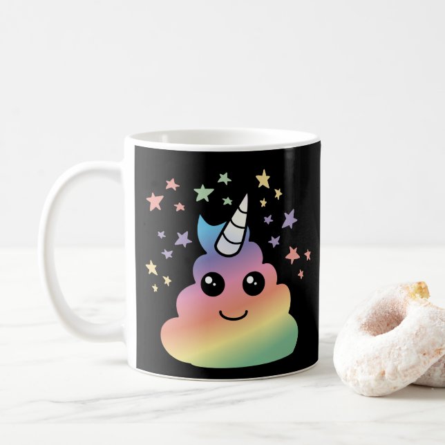 Caneca De Café Unicorn Rainbow Poop Emoji Kawaii (Com Donut)