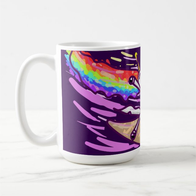 Caneca De Café Unicorn Rainbow Riding Ice Cream Cone (Esquerda)