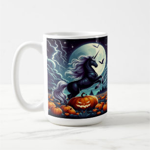 Caneca De Café Unicorn Rearing Spooky Halloween Pumpkin