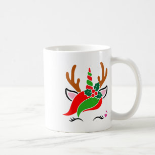 Caneca De Café Unicorn Reindeer Face Bonita Natal Engraçado