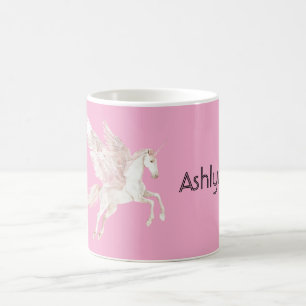 Caneca De Café unicórnio alado com rubor rosa