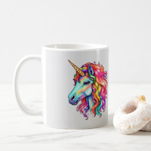 Caneca De Café unicórnio arco-íris colorido