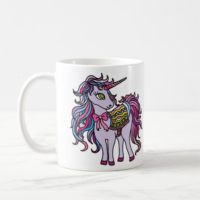 Caneca De Café Unicórnio azul e roxo (Esquerda)