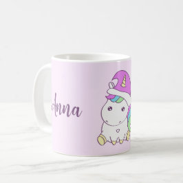 Caneca De Café Unicórnio Bonito em Nome Personalizado do Chapéu d