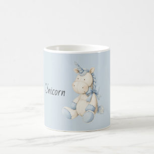 Caneca De Café Unicórnio Branco Azul