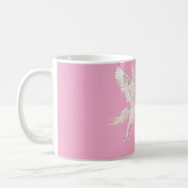 Caneca De Café unicórnio branco rosa