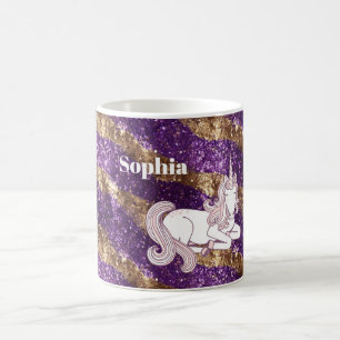 Caneca De Café Unicórnio Brilhante Rosa Dourado Feminino  