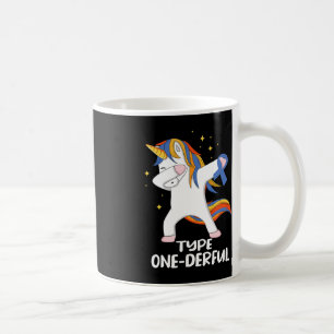Caneca De Café Unicórnio com fita azul Tipo 1 Diabetes Tipo T1D