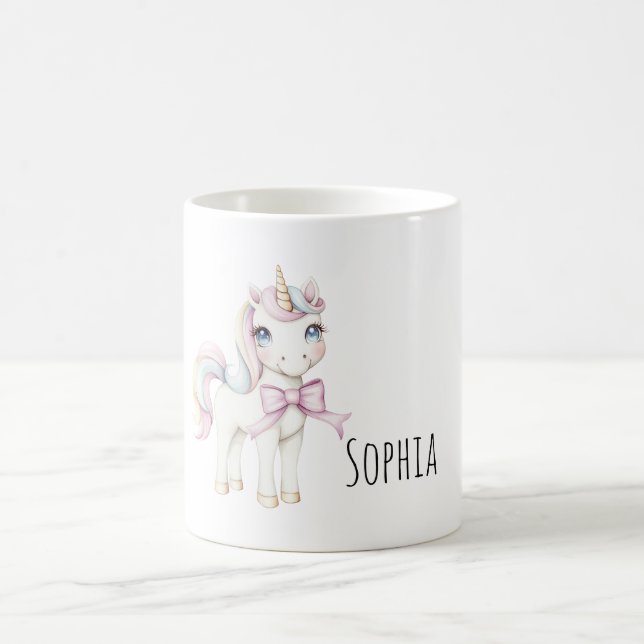 Caneca De Café Unicórnio de Laço Rosa (Centro)