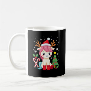 Caneca De Café Unicórnio de Natal Fofo Mágico Xmas Meninas de Cri