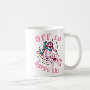 Caneca De Café Unicórnio divertido de snowboard esquiando fora pa