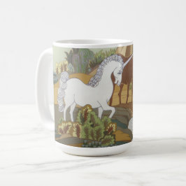 Caneca De Café Unicórnio e Cavalo Estilizados