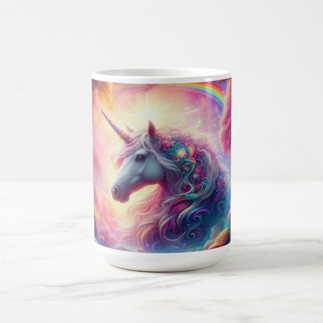 Caneca De Café Unicórnio em Floresta de Fantasia Vibrante (Centro)